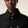 Black Nylon Ami De Coeur Stud Buttoned Jacket Black Nylon Ami De Coeur Stud Buttoned Jacket
