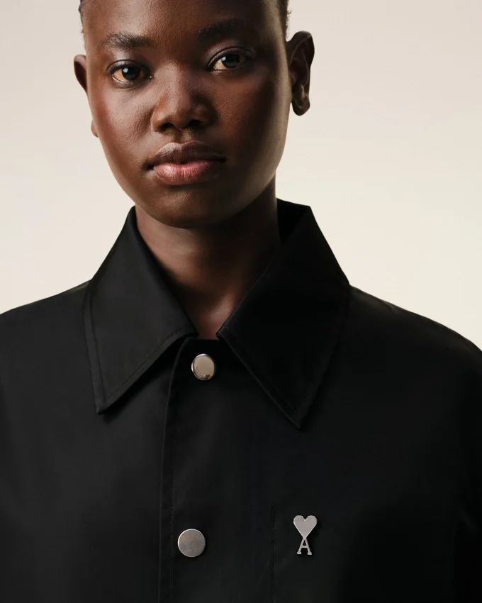 Black Nylon Ami De Coeur Stud Buttoned Jacket Black Nylon Ami De Coeur Stud Buttoned Jacket
