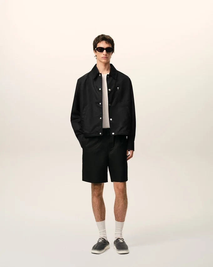Black Nylon Ami De Coeur Stud Buttoned Jacket Black Nylon Ami De Coeur Stud Buttoned Jacket