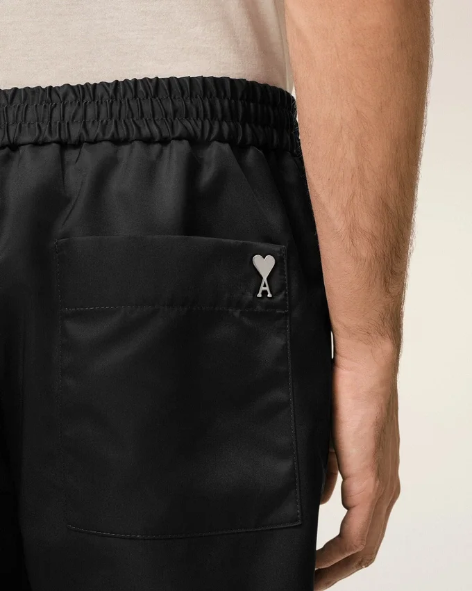 Black Nylon Elasticated Waist Ami De Coeur Stud Shorts Black Nylon Elasticated Waist Ami De Coeur Stud Shorts