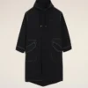 Black Nylon Long Parka