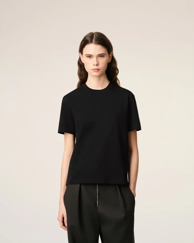 Black Organic Cotton Ami De Coeur T-Shirt Black Organic Cotton Ami De Coeur T-Shirt