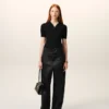 Black Satin Buckled Belt Trousers Black Satin Buckled Belt Trousers