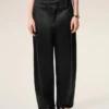 Black Satin Buckled Belt Trousers Black Satin Buckled Belt Trousers