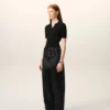 Black Satin Buckled Belt Trousers Black Satin Buckled Belt Trousers