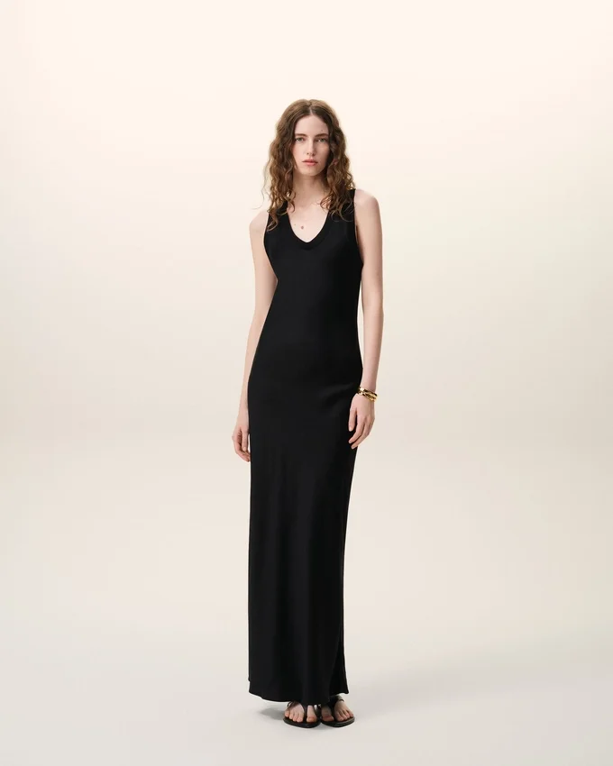 Black Satin Maxi Tank Dress Black Satin Maxi Tank Dress