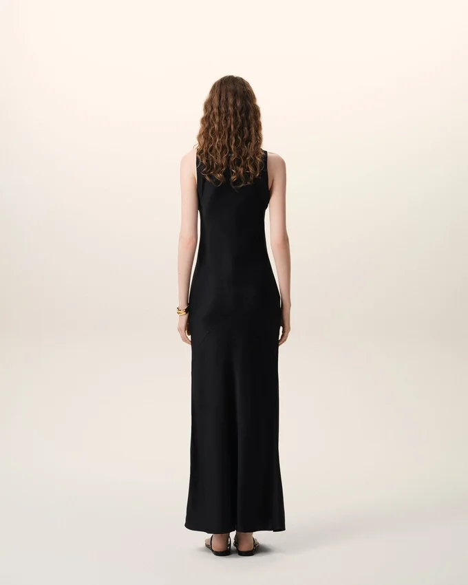 Black Satin Maxi Tank Dress Black Satin Maxi Tank Dress