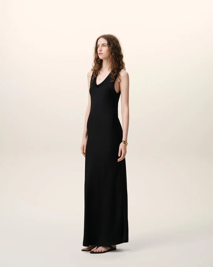 Black Satin Maxi Tank Dress Black Satin Maxi Tank Dress