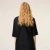 Black Satin Short Sleeves Rib Detail T-Shirt Black Satin Short Sleeves Rib Detail T-Shirt