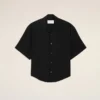 Black Short Sleeve Embroidered Ami Paris Boxy Shirt Black Short Sleeve Embroidered Ami Paris Boxy Shirt