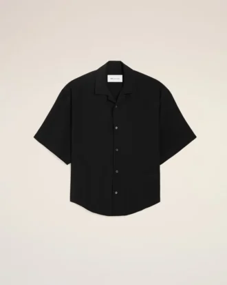 Black Short Sleeve Embroidered Ami Paris Boxy Shirt