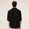 Black Short Sleeve Embroidered Ami Paris Boxy Shirt Black Short Sleeve Embroidered Ami Paris Boxy Shirt