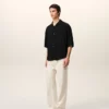 Black Short Sleeve Embroidered Ami Paris Boxy Shirt Black Short Sleeve Embroidered Ami Paris Boxy Shirt