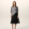 Black Silk Midi Sheer Underskirt Trapeze Skirt Black Silk Midi Sheer Underskirt Trapeze Skirt