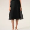 Black Silk Midi Sheer Underskirt Trapeze Skirt Black Silk Midi Sheer Underskirt Trapeze Skirt