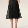 Black Silk Midi Sheer Underskirt Trapeze Skirt Black Silk Midi Sheer Underskirt Trapeze Skirt