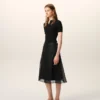 Black Silk Midi Sheer Underskirt Trapeze Skirt Black Silk Midi Sheer Underskirt Trapeze Skirt