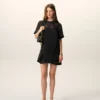 Black Silk Mini Trapeze Dress