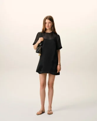 Black Silk Mini Trapeze Dress