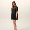 Black Silk Mini Trapeze Dress