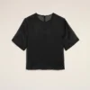 Black Silk Short Sleeves Sheer with Undertop Top