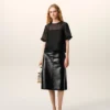 Black Silk Short Sleeves Sheer with Undertop Top