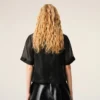 Black Silk Short Sleeves Sheer with Undertop Top