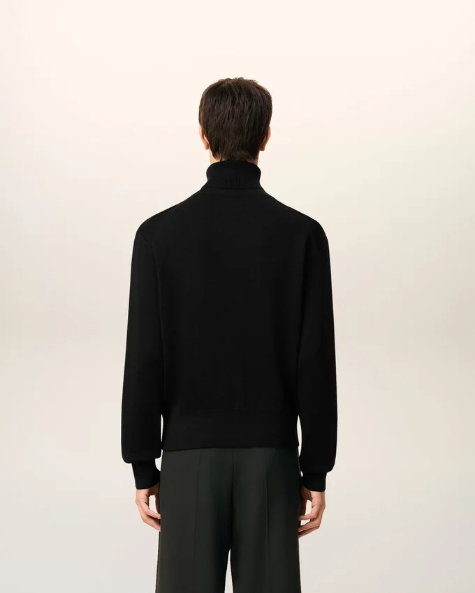 Black Wool Ami De Coeur Turtle Neck Sweater Black Wool Ami De Coeur Turtle Neck Sweater