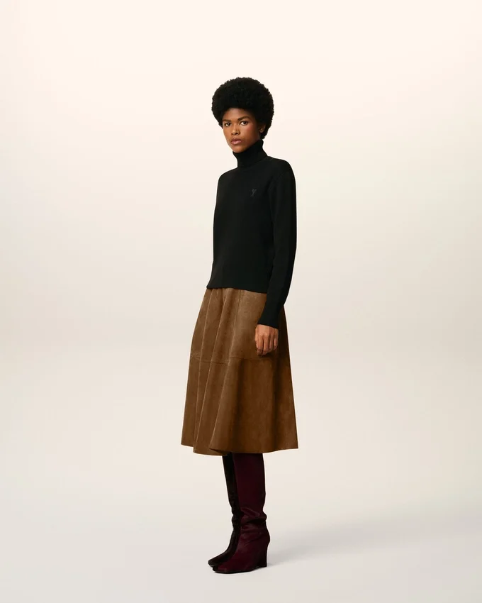 Black Wool Ami De Coeur Turtle Neck Sweater Black Wool Ami De Coeur Turtle Neck Sweater