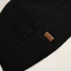 Black Wool Ami Leather Label Beanie