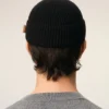 Black Wool Ami Leather Label Beanie