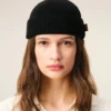 Black Wool Ami Leather Label Beanie