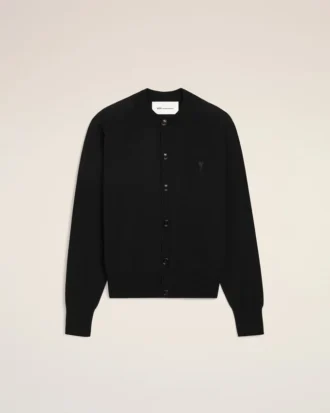 Black Wool Crewneck Ami De Coeur Cardigan