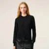Black Wool Crewneck Ami De Coeur Cardigan Black Wool Crewneck Ami De Coeur Cardigan