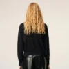 Black Wool Crewneck Ami De Coeur Cardigan Black Wool Crewneck Ami De Coeur Cardigan