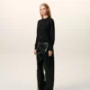 Black Wool Crewneck Ami De Coeur Cardigan Black Wool Crewneck Ami De Coeur Cardigan