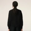 Black Wool Crewneck Sweater with Contrasted Ami De Coeur