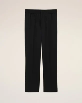 Black Wool Elasticated Waist Trousers