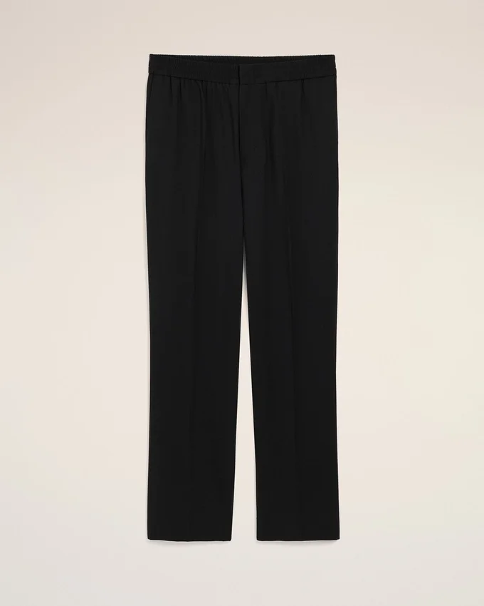 Black Wool Elasticated Waist Trousers Black Wool Elasticated Waist Trousers