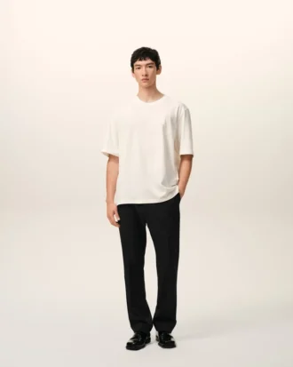 Black Wool Elasticated Waist Trousers