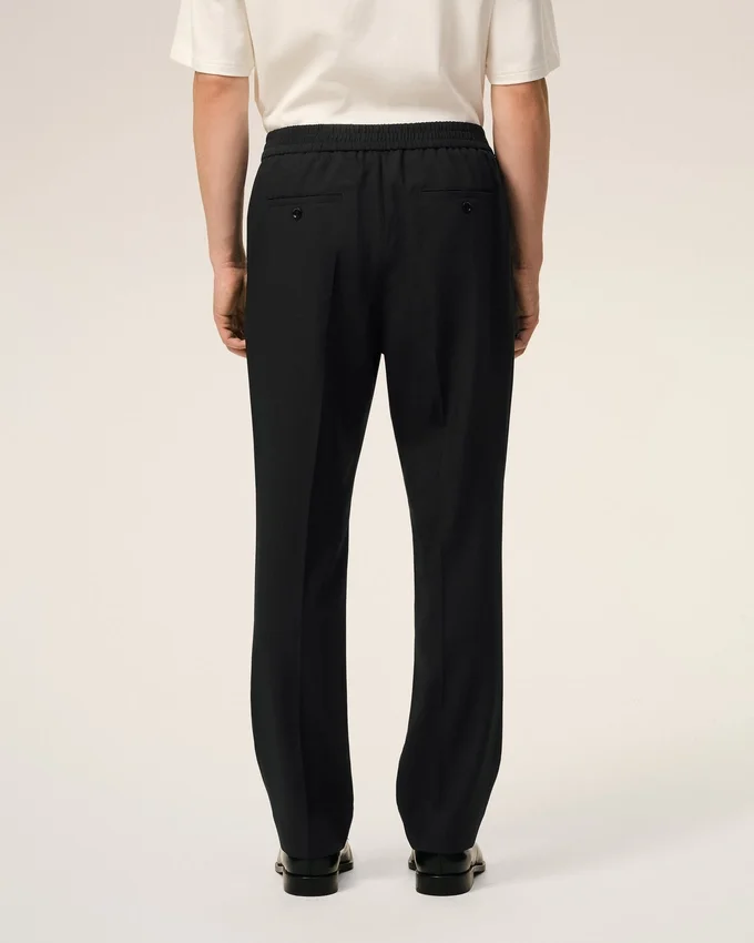 Black Wool Elasticated Waist Trousers Black Wool Elasticated Waist Trousers