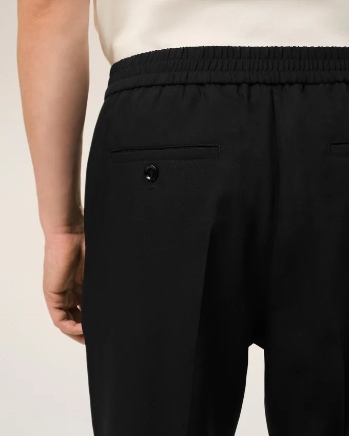 Black Wool Elasticated Waist Trousers Black Wool Elasticated Waist Trousers