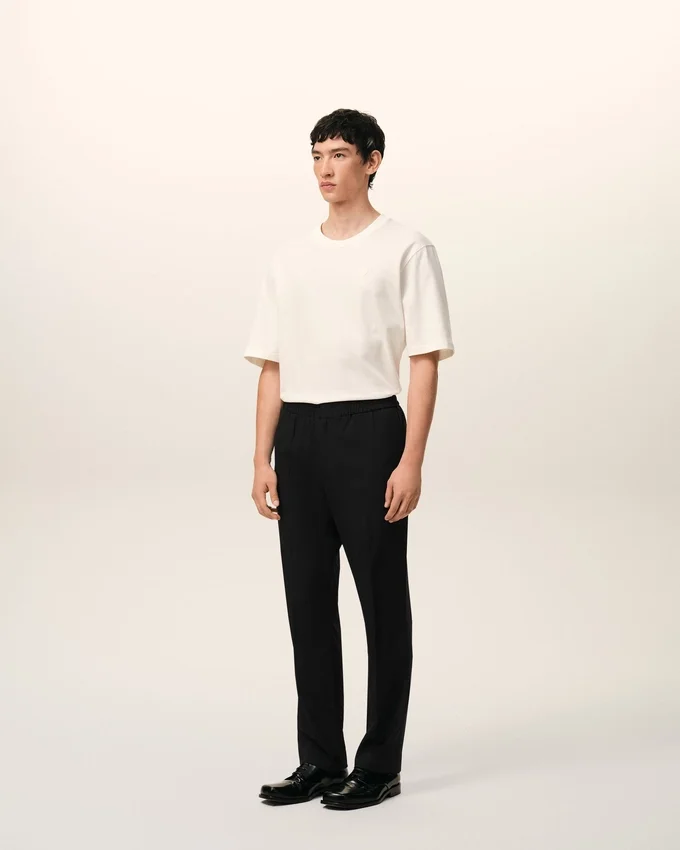 Black Wool Elasticated Waist Trousers Black Wool Elasticated Waist Trousers