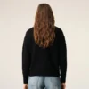 Black Wool Funnel Neck Sweater with Contrasted Ami De Coeur