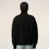 Black Wool Funnel Neck Sweater with Contrasted Ami De Coeur