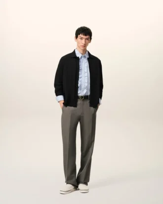 Black Wool Shirt Collar Ami De Coeur Cardigan