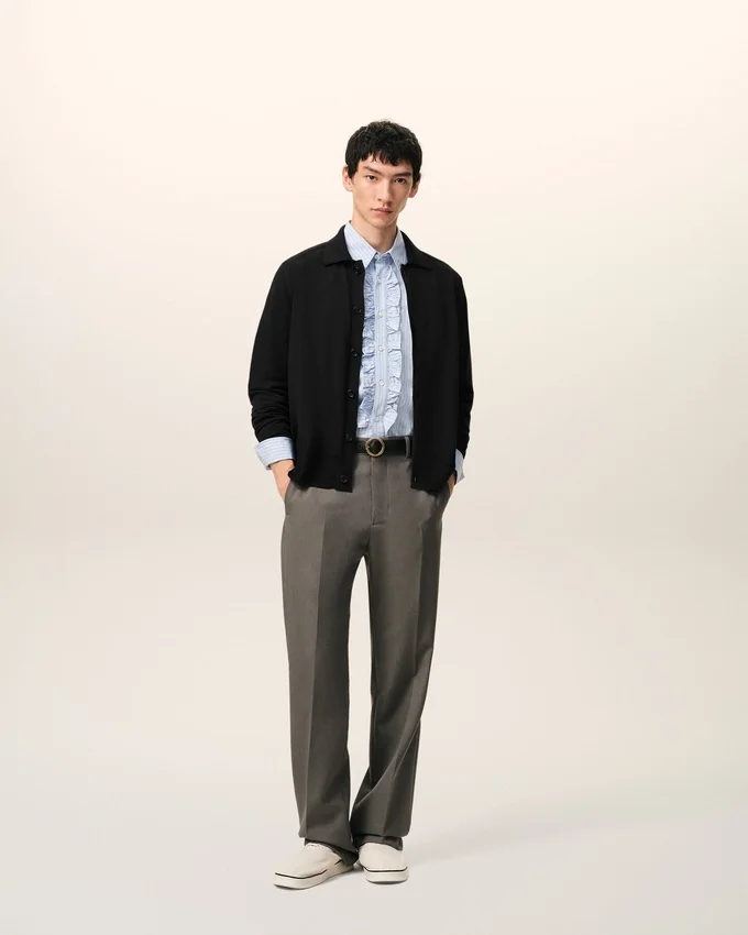 Black Wool Shirt Collar Ami De Coeur Cardigan Black Wool Shirt Collar Ami De Coeur Cardigan