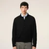 Black Wool Shirt Collar Ami De Coeur Cardigan Black Wool Shirt Collar Ami De Coeur Cardigan