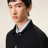 Black Wool Shirt Collar Ami De Coeur Cardigan Black Wool Shirt Collar Ami De Coeur Cardigan