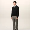 Black Wool Shirt Collar Ami De Coeur Cardigan Black Wool Shirt Collar Ami De Coeur Cardigan